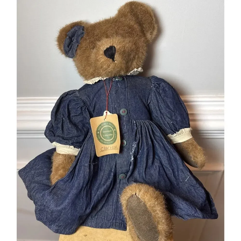 Boyds Bears Clarissa 18”Jointed Teddy Bear Denim Dress Archive Collection